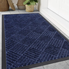 Front Door Mat Outside Entrance, Heavy Duty Outdoor Indoor Natural Rubber Doormat, Non Slip, Trap Dirt and Moisture, Easy Clean,