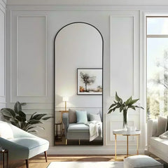 Black 63x20 inch metal arch stand full length mirror