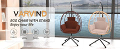 Chair with Stand Patio Hammock Swing Chair, Basket Wicker Rattan Adjustable Height