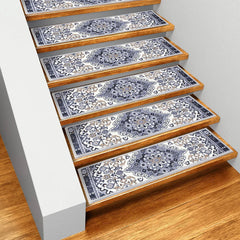 15PCS Rug Tread Bohemian Non Slip Indoor Stair Rugs Stairway Carpet Rugs Indoor Skid Resistant Stair Tread for Dogs Kids & Elder