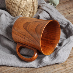 280ml Large Wooden Mug With Handle Natural Wood Beer Coffee Cup Handmade Tea Cup New Japanese Retro Drinking Drinkware 2024 Mate