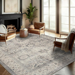 Machine Washable Area Rug Runner - Living Room Bedroom Bathroom Kitchen Entryway Office - Padded Low Pile Stain Resistant Premiu