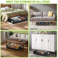 Under Bed Storage with Wheels,  Under Bed Storage Containers, Under The Bed Storage Organizer with Clear Lids - Rolling Drawers