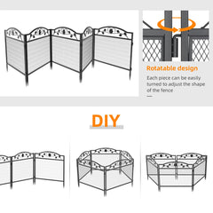 5 Panel Decorative Garden Entry Path Fence Black Metal Garden Dog Animal Barrier Border Outdoor
