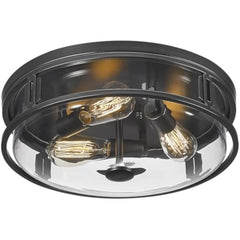 16 英寸 Flush Mount Ceiling Light with Clear Glass Shade, 3-Light Indoor Outdoor Farmhouse Lighting Flush Mount Lights for Kitc