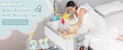 Baby Bassinet, Rocking Bassinet for Baby, 3 in 1 Bassinets Bedside Sleeper with Musical Toys, Bedside Bassinet for Baby