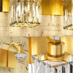 Elegant Crystal Vanity Light Fixtures 3-Light Wall Sconces for Bathroom Mirror Gold Modern Wall Mount Lanterns Wall Lamp