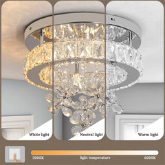 Crystal Chandelier Chrome Ceiling Lamps Led Flush Mount Stainless Steel Fixture Aisle Light Lustre Dining Room Living Room Decor