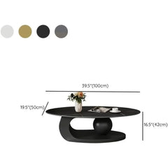 Modern Stone Coffee Table with Abstract Metal Base Living Room Table Center Table for Home 39" L x 20" W x 17" H Coffee Tables