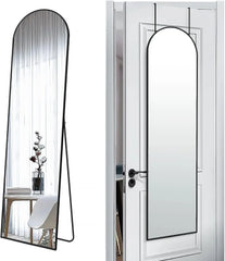 Door Hanging Full Length Mirror, Floor or Wall Mounted Metal Frame Arch Dressing Mirrors for Bedroom Bathroom Living Room