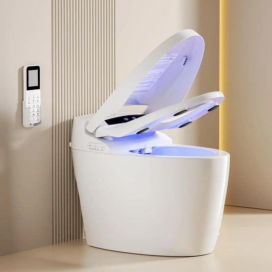 Smart Toilet Tankless Toilets with Warm Water Sprayer and Dryer Foot Sensor Operation Bidet with Heated Seat Smart