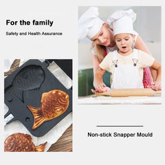 Double Fish Shaped Taiyaki Dessert Waffle Cake Maker Pan Non Stick Taiyaki Cooking Bakeware Aluminum Alloy Taiyaki Baking Pan