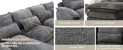 Modern Chenille L-Shaped Sectional Sofa with Moveable Ottoman & Memory Foam