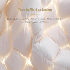 White Goose Feathers Down Comforter King Size,Premium All Season Duvet Insert,750 Fill 1200TC Power Hotel Style Bedding