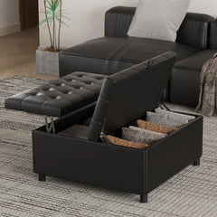 Bench, Storage Ottoman, Coffee Table, Lift Top Tufted Storage Ottoman for Living Room, Bench