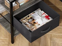 Nightstand Set of 2, Bed Side Tables with Charging Station, Adjustable Fabric Drawer, Night Stand for Bedroom