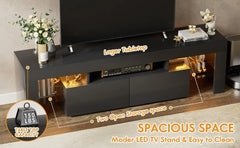 Modern LED TV Stand with Glass Shelves & Drawer – Fits TVs up to 70"