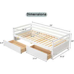 Twin Daybed with 2 Storage Drawers, Wooden Twin Size Daybed Frame, Dual-Use Daybed Sofa Kids Bed for Living Room,Children Room