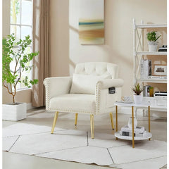 Modern Accent Chairs for Living Room,  Single Sofa Chair Couch, Gold Metal Legs, for Living Room Bedroom Office Leisure