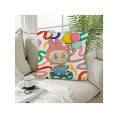 Funny Labubu Throw Pillow Cover, The Monsters Decorative Square Pillowcase Throw Cushion Case for Bedroom,Living Room,18x18 Inch