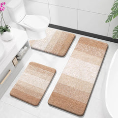 Bathroom Rugs Sets 3 Piece, Soft Absorbent Microfiber Bath Rugs and U-Shaped Contour Toilet Rug Area Rug Set