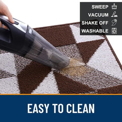 Large Door Mat Indoor Entrance Washable 59x35, Odor-Free Low-Profile Front Back Geometric Doormat, Absorbent Resist