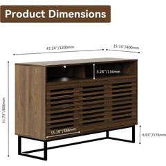 Buffet Sideboard Cabinet Modern Storage Cabinet with Louvered Door and Adjustable Shelf for Kitchen, Coffee Bar, Living Room