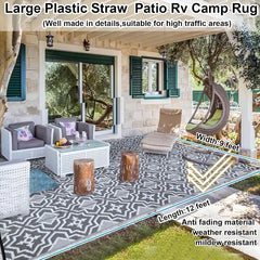 Outdoor Rug,Outdoor Plastic Straw Rug,Outdoor Rugs 9x12 for Patios Clearance Waterproof Patio Rug, Camping Rugs for Outside