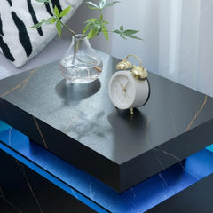 Nightstand LED Bedside Table for Bedroom Modern Night Stand with 2 Wood Drawers End Side Table for Bedroom