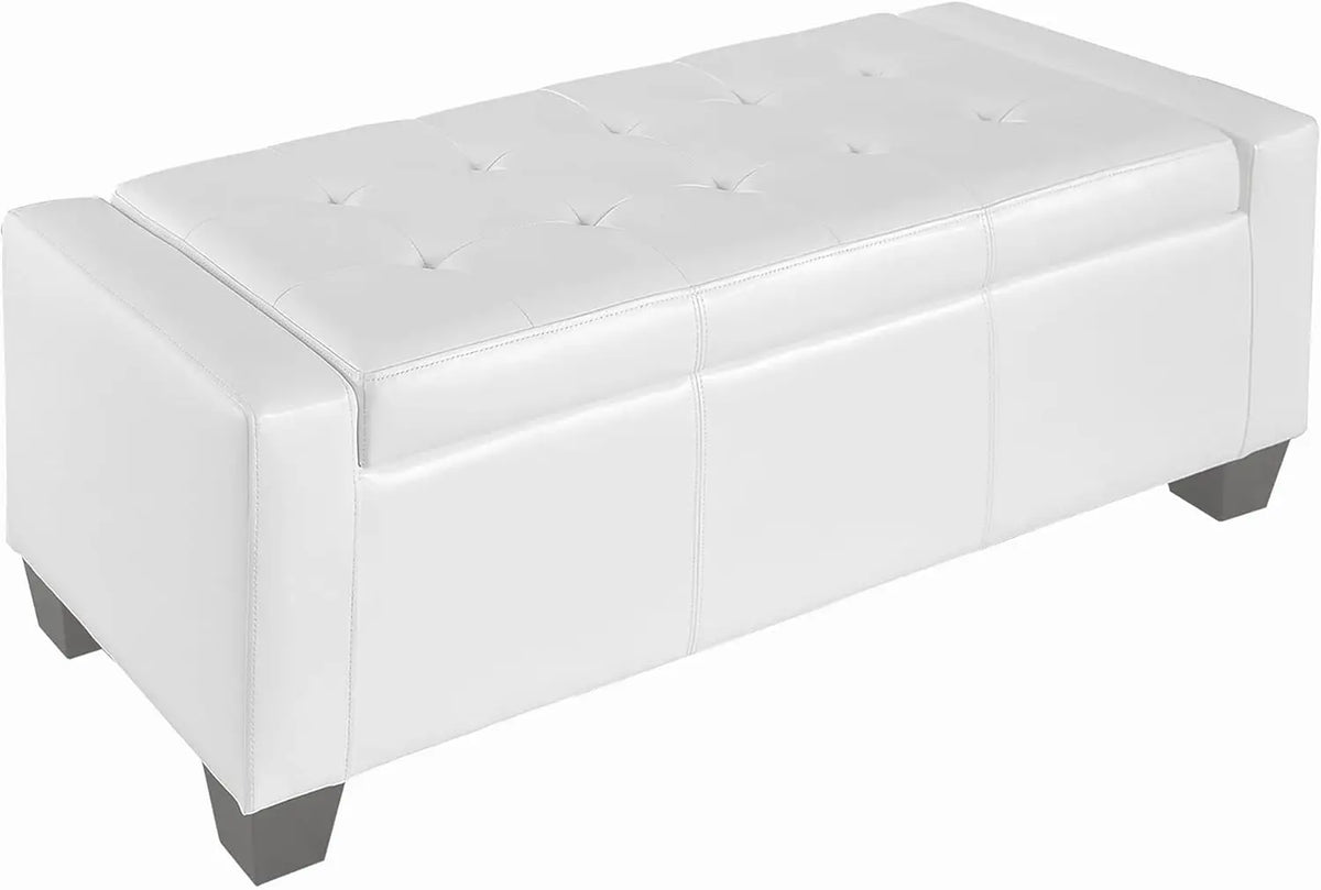 Large 51" Storage Ottoman, Tufted Faux Leather Storage Bench for Living Room, Entryway, or Bedroom