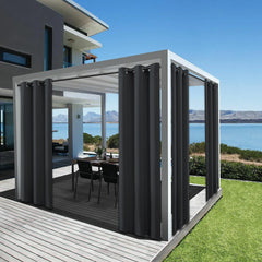 4 Panels Outdoor Curtains for Patio - Waterproof Blackout Curtains & Drapes Windproof UV Protection for Porch Gazebo Pergola