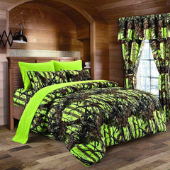 Biohazard Green Camouflage Twin 2pc Comforter Set - Premium Luxury Camo Comforter and 1 Camo Print Pillowcase Camo Bedding for