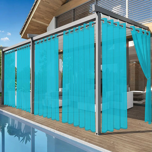6pcs Outdoor Curtains, Grommet, Waterproof Curtains, Transparent Curtains And Sheer Curtains For Swimming Pool, Porch, Balcony