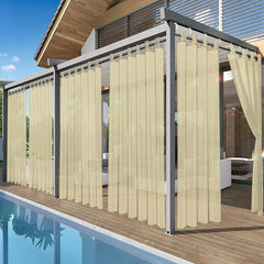 6pcs Outdoor Curtains, Grommet, Waterproof Curtains, Transparent Curtains And Sheer Curtains For Swimming Pool, Porch, Balcony