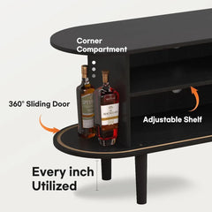 63'' TV Stand, TV Stands for Living Room, Entertainment Center with Storage and Sliding Door for 50/55/60/65 inch TV,