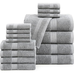 16 Piece Bath Towels - 100% Cotton Towels for Bathroom, Premium Quality Hotel Towels, Highly Soft & Absorbent