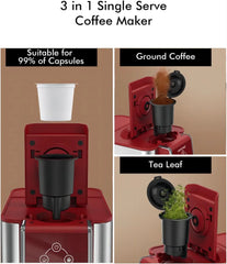 SIFENE Single Serve Coffee Machine, 3-in-1 Pod Coffee Maker for K-Pod Capsule, Ground Coffee, and Leaf Tea with 6-10 oz Cup Size
