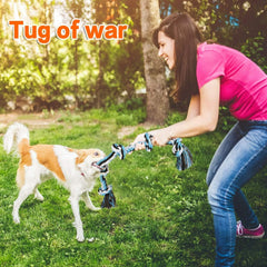 Durable Red Interactive Dog Rope Toy - Tough and Heavy Duty Toy for Aggressive Chewers, Suitable for Medium to Large Dogs, Featu