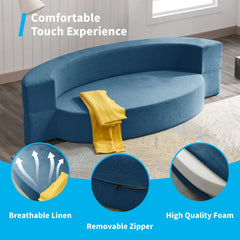 Oval Folding Futon Sofa Bed,Fold Out Sleeper Sofa/Guest Chaise Lounge,Convertible Floor Sofa Mattress