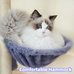 Multifunction Cat Tree with Cozy Hammock & Hanging Ball, Cat Tower with Activity Cat Condo Jute-Covered Scratching Posts, Grey