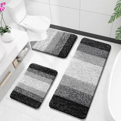 Bathroom Rugs Sets 3 Piece, Soft Absorbent Microfiber Bath Rugs and U-Shaped Contour Toilet Rug Area Rug Set