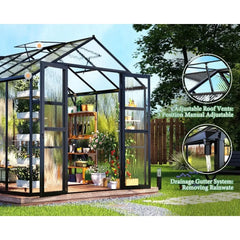 Greenhouse with Quick-Connect Fittings, Walk-in Greenhouse with 2 Swing Doors, Greenhouses for Outdoors for Garden Backyard