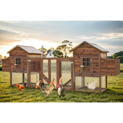 Large Wooden Chicken Coop, 160IN Outdoor Chicken Cages and Run with Nesting Boxes, Hen Run Poultry Pet House Rabbit Hutch
