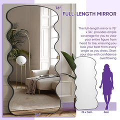Arched Full Length Mirror, 76"x34" Floor Mirror Freestanding, Floor Standing Mirror Full Body Mirror with Stand for Bedroom