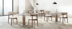 Wooden Dining Chairs Set of 6 Modern Fabric Upholstered Dining Room Chair Farmhouse Kitchen Side Chairs with Foot Pegs