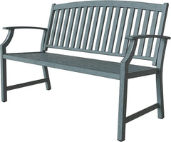 patio Farmhouse Outdoor Bench, Garden Benches with Anti-Rust Aluminum Powder Coated Frame, Faux Wood Grain Finish Frame