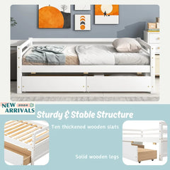 Twin Daybed with 2 Storage Drawers, Wooden Twin Size Daybed Frame, Dual-Use Daybed Sofa Kids Bed for Living Room,Children Room