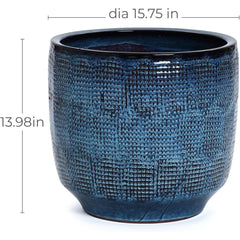 Ceramic Planters, Large Outdoor Indoor Plant Pots with Drainage Hole and Rubber Plug,