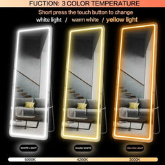 65"x22" Full Length Floor Mirror LED Whole Body Mirror, Wall Mounted Hanging Mirror with Lights, Makeup Vanity Mirror,