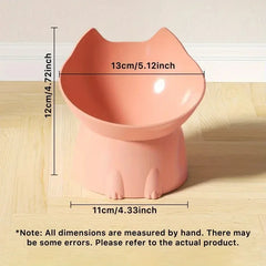 1pc WhiskerWare Elevated Cat Bowl, Anti-Tip Plastic Raised Pet Feeding Dish with Tilted Edge, Neck Protection Kitty Food Dog